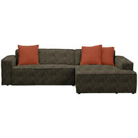 ECKSOFA Olivgrün Chenille  - Rostfarben/Schwarz, KONVENTIONELL, Kunststoff/Textil (280/188cm) - Carryhome