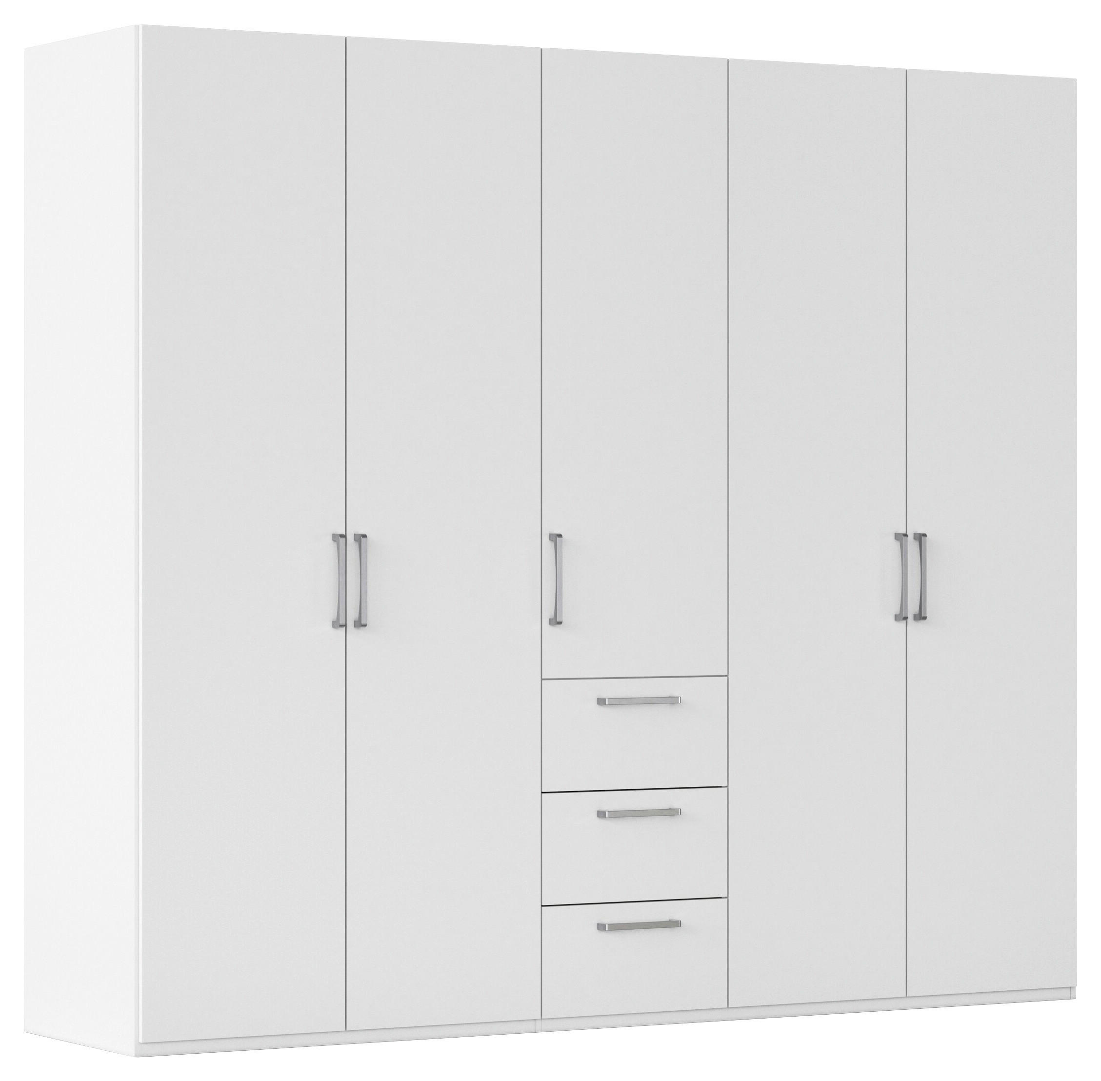 DREHTÜRENSCHRANK 251/223/61 cm,  in Weiß, 5-türig  - Edelstahlfarben/Weiß, Basics, Holzwerkstoff/Metall (251/223/61cm) - Novel