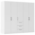 DREHTÜRENSCHRANK 251/223/61 cm,  in Weiß, 5-türig  - Edelstahlfarben/Weiß, Basics, Holzwerkstoff/Metall (251/223/61cm) - Novel