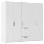 DREHTÜRENSCHRANK 251/223/61 cm,  in Weiß, 5-türig  - Edelstahlfarben/Weiß, Basics, Holzwerkstoff/Metall (251/223/61cm) - Novel