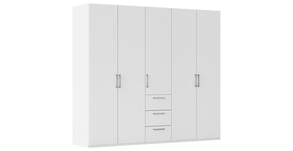 DREHTÜRENSCHRANK 251/223/61 cm,  in Weiß, 5-türig  - Edelstahlfarben/Weiß, Basics, Holzwerkstoff/Metall (251/223/61cm) - Novel