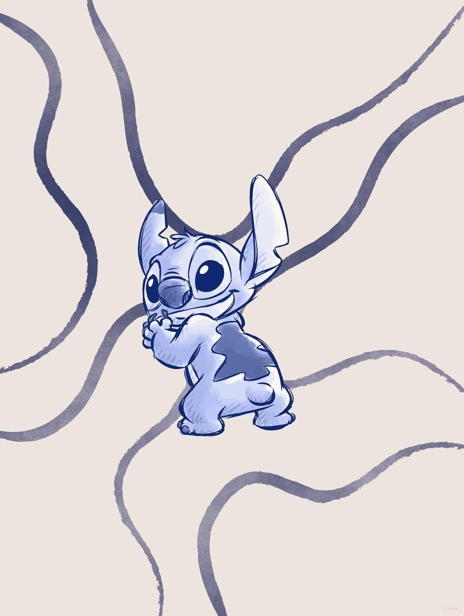 Disney Kinderbild Disney Stitch Blau, Alabaster, Beigebraun 30x40 cm