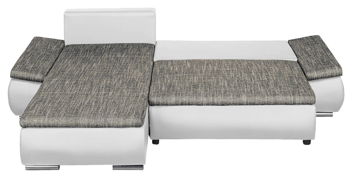 ECKSOFA Grau, Weiß Textilgeflecht  - Chromfarben/Schwarz, Design, Textil (266/175cm) - Livetastic