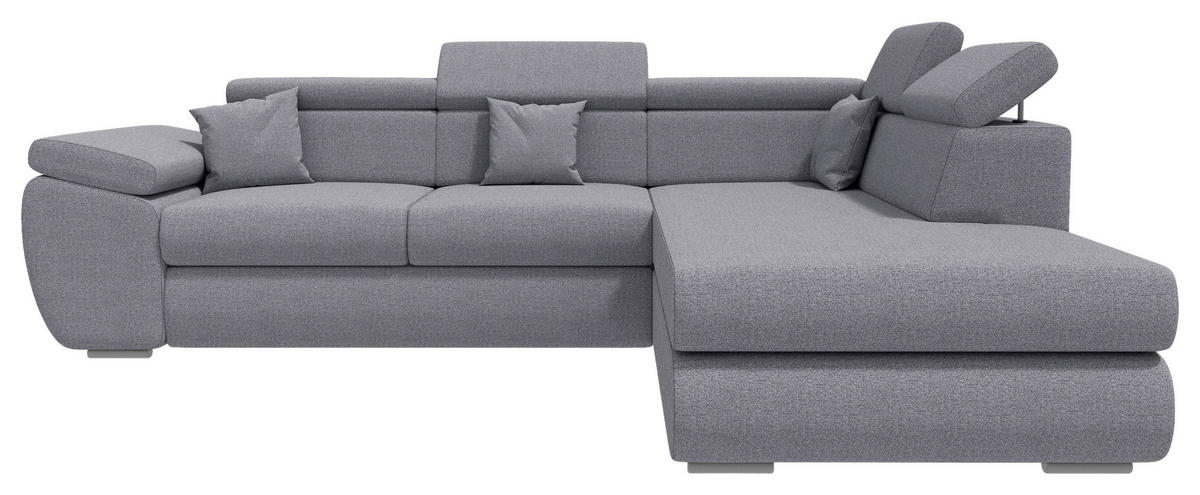ECKSOFA Dunkelgrau Struktur  - Chromfarben/Dunkelgrau, KONVENTIONELL, Kunststoff/Textil (282/205cm) - Carryhome