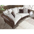 MEGASOFA  in Lederlook, Mikrofaser Braun, Beige  - Beige/Dunkelbraun, ROMANTIK / LANDHAUS, Holz/Textil (273cm) - Landscape