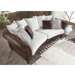 MEGASOFA  in Lederlook, Mikrofaser Braun, Beige  - Beige/Dunkelbraun, ROMANTIK / LANDHAUS, Holz/Textil (273/50-79/125cm) - Landscape