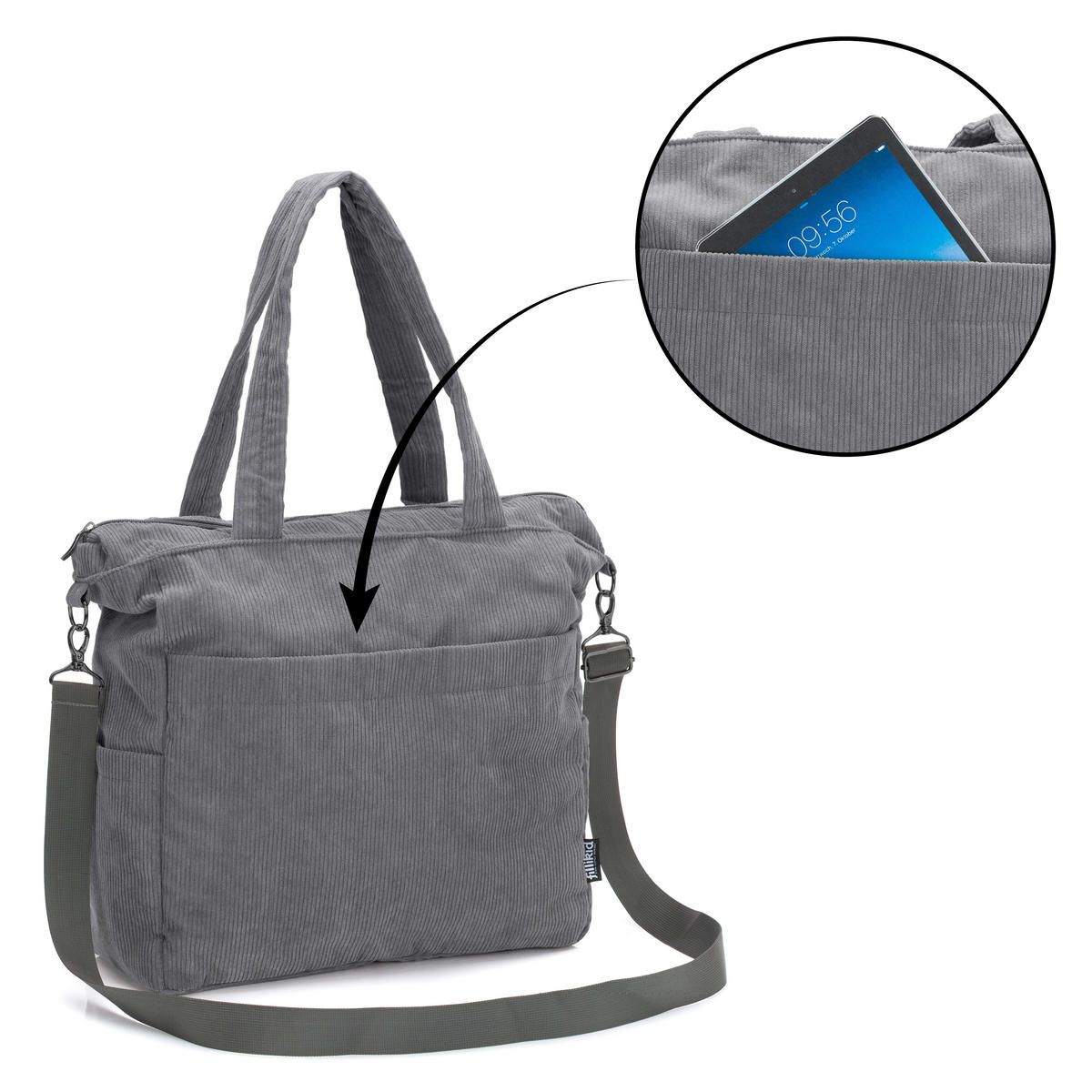 WICKELTASCHE Cord  - Grau, Basics, Textil (39/36cm) - Fillikid