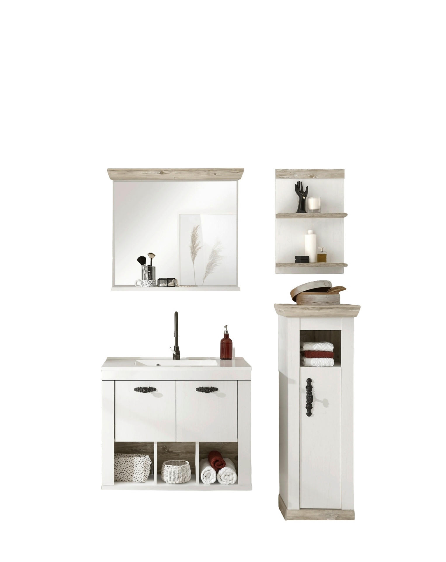 BADEZIMMER 4-teilig  in  - Schwarz/Weiß, Design, Naturmaterialien/Holzwerkstoff (143/200/46cm) - MID.YOU