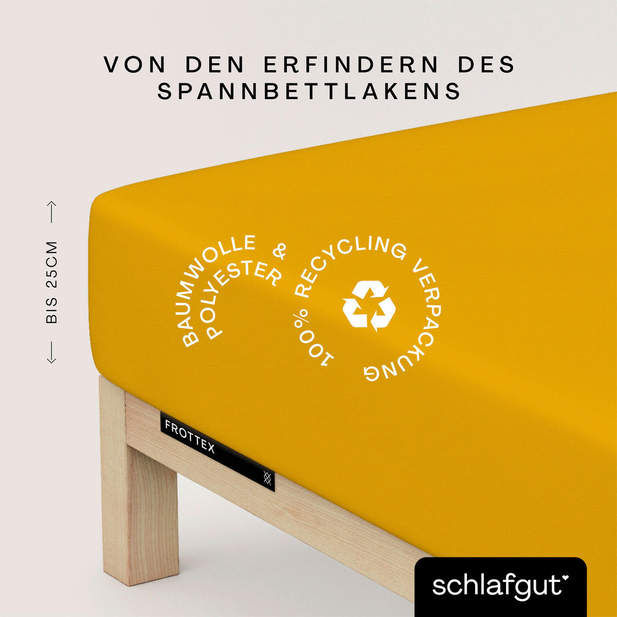 SPANNLEINTUCH 100/200 cm Frottee  - Dunkelgelb, Basics, Textil (100/200cm) - Schlafgut