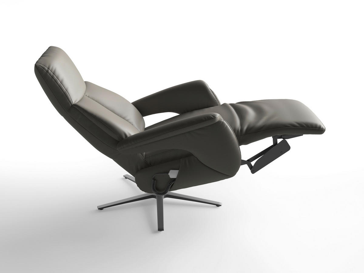 RELAXSESSEL Leder Anthrazit  - Anthrazit/Schwarz, Basics, Leder/Metall (75/110/85cm) - Sit & More