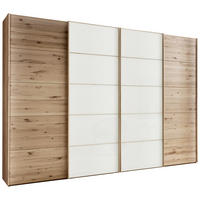 SCHWEBETÜRENSCHRANK 330/236/67 cm 4-türig Weiß, Buchefarben  - Buchefarben/Weiß, Natur, Glas/Holz (330/236/67cm) - Linea Natura