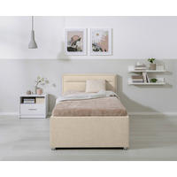 OBLAZINJENA POSTELJA 90 cm   x 200 cm  , les, kovina, umetna masa, tekstil bež  - bež, Moderno, kovina/umetna masa (90/200cm) - Livetastic