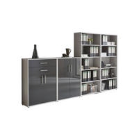 SKRINKA NA DOKUMENTY, sivá, antracitová s vysokým leskom, 337,6/185,6/33 cm - sivá/antracitová s vysokým leskom, Modern, kompozitné drevo (337,6/185,6/33cm) - MID.YOU