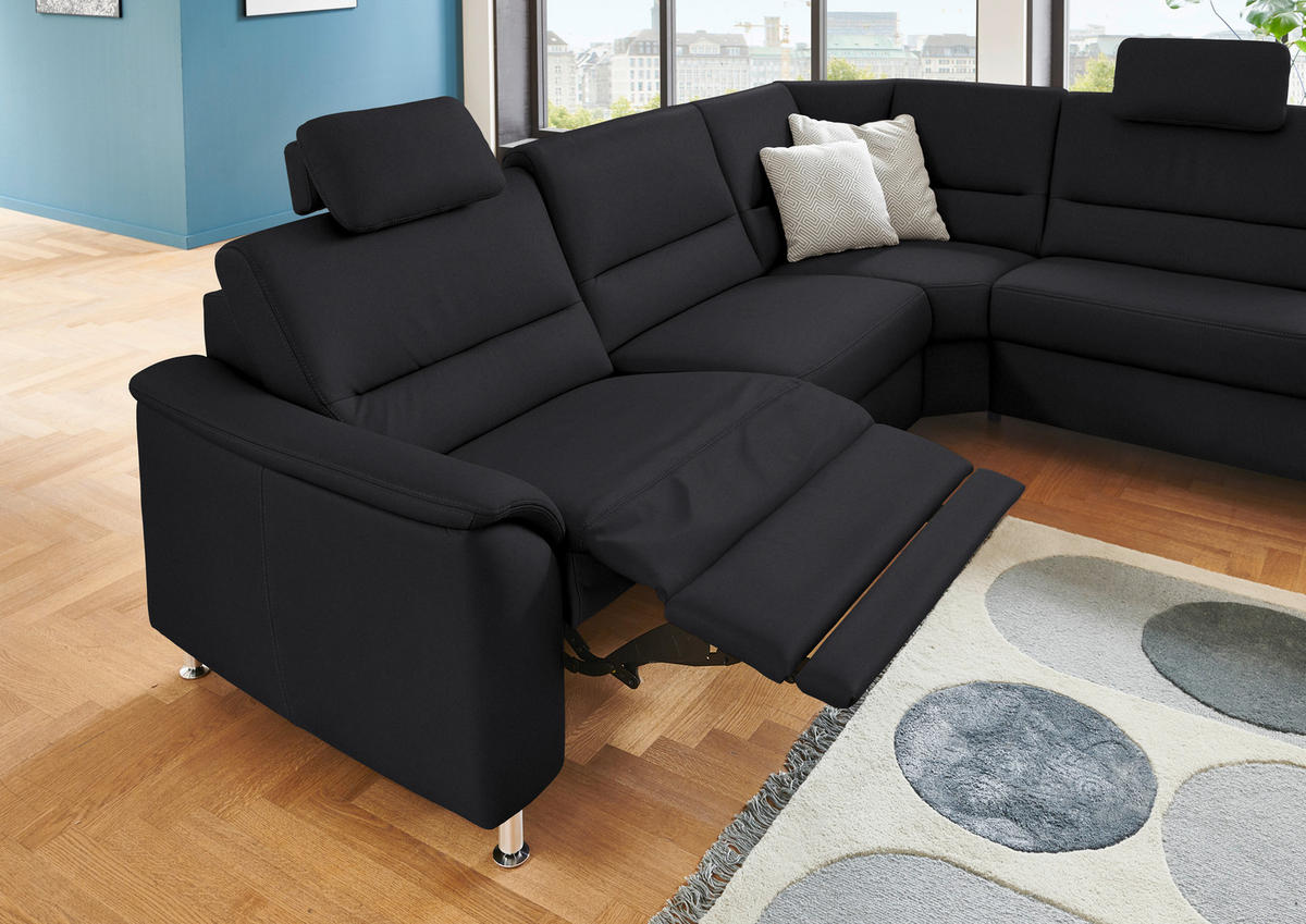 ECKSOFA in Echtleder Anthrazit  - Anthrazit/Alufarben, Konventionell, Leder/Metall (290/249cm) - Beldomo Premium