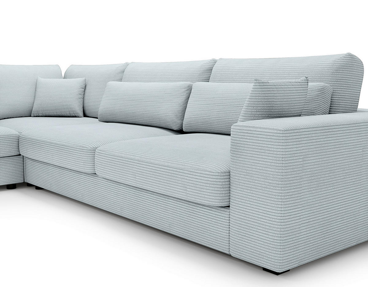 ECKSOFA in Cord Pastellgrün  250/314 cm  - Pastellgrün/Schwarz, KONVENTIONELL, Kunststoff/Textil (250/314cm) - Carryhome
