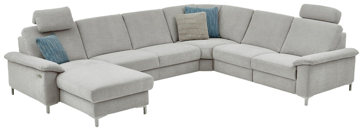 WOHNLANDSCHAFT in Chenille Silberfarben, Hellgrau  - Silberfarben/Hellgrau, Design, Textil/Metall (170/333/265cm) - Dieter Knoll