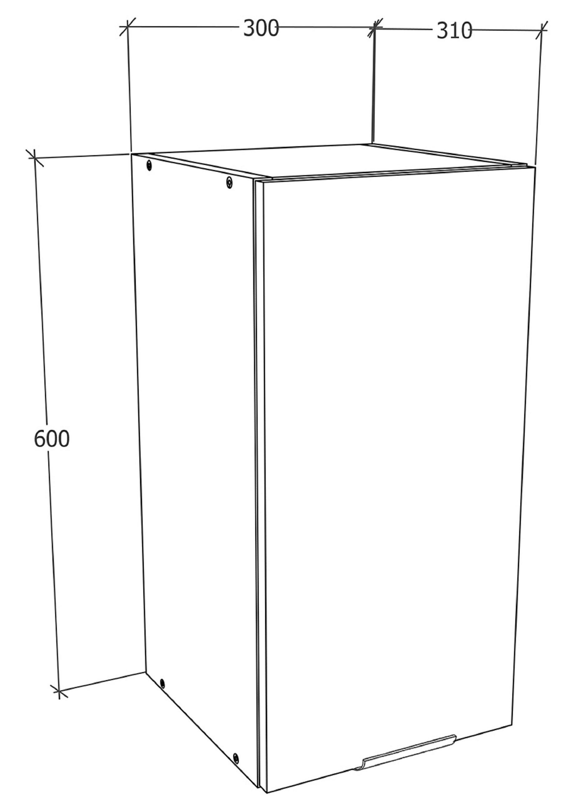 KÜCHENOBERSCHRANK 30/60/31 cm  in Weiß  - Schwarz/Weiß, Trend, Holzwerkstoff/Kunststoff (30/60/31cm) - MID.YOU