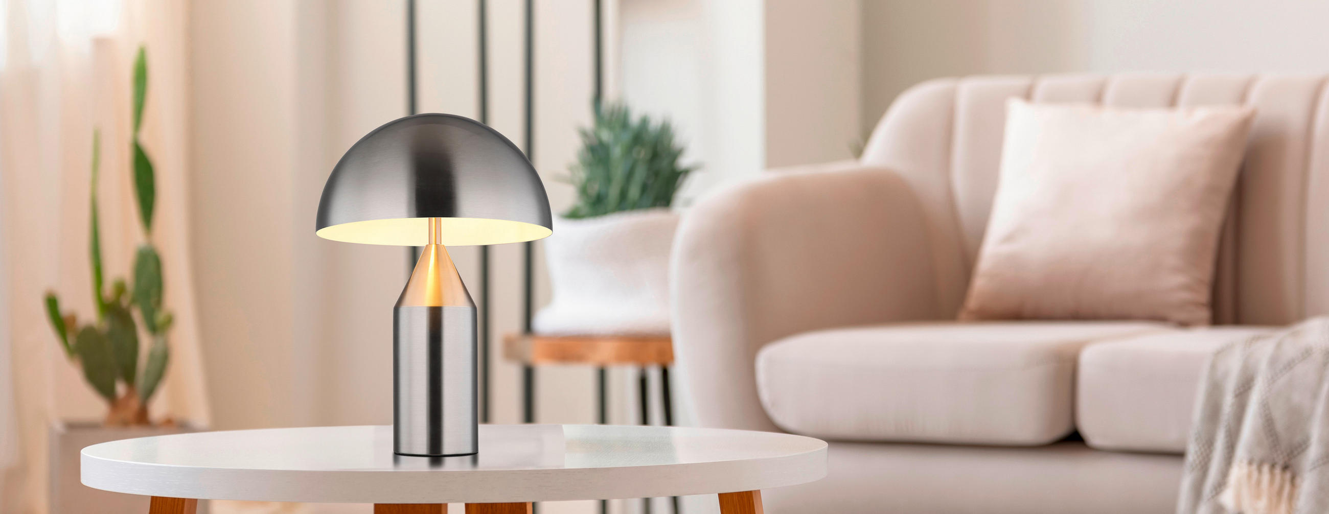 BORDSLAMPA 28/39 cm   - vit/nickelfärgad, Design, metall (28/39cm) - Globo