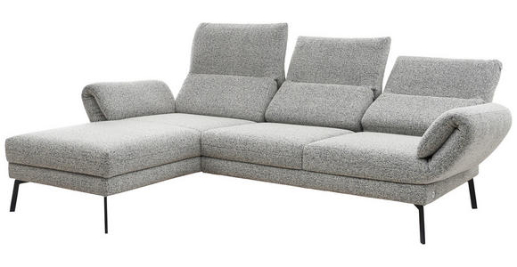 ECKSOFA  in Flachgewebe Blaugrau  175-224/255-365 cm  - Blaugrau/Schwarz, Design, Textil/Metall (175-224/255-365cm) - Dieter Knoll