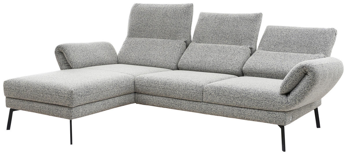 ECKSOFA in Flachgewebe Blaugrau  175-224/255-365 cm  - Blaugrau/Schwarz, Design, Textil/Metall (175-224/255-365cm) - Dieter Knoll