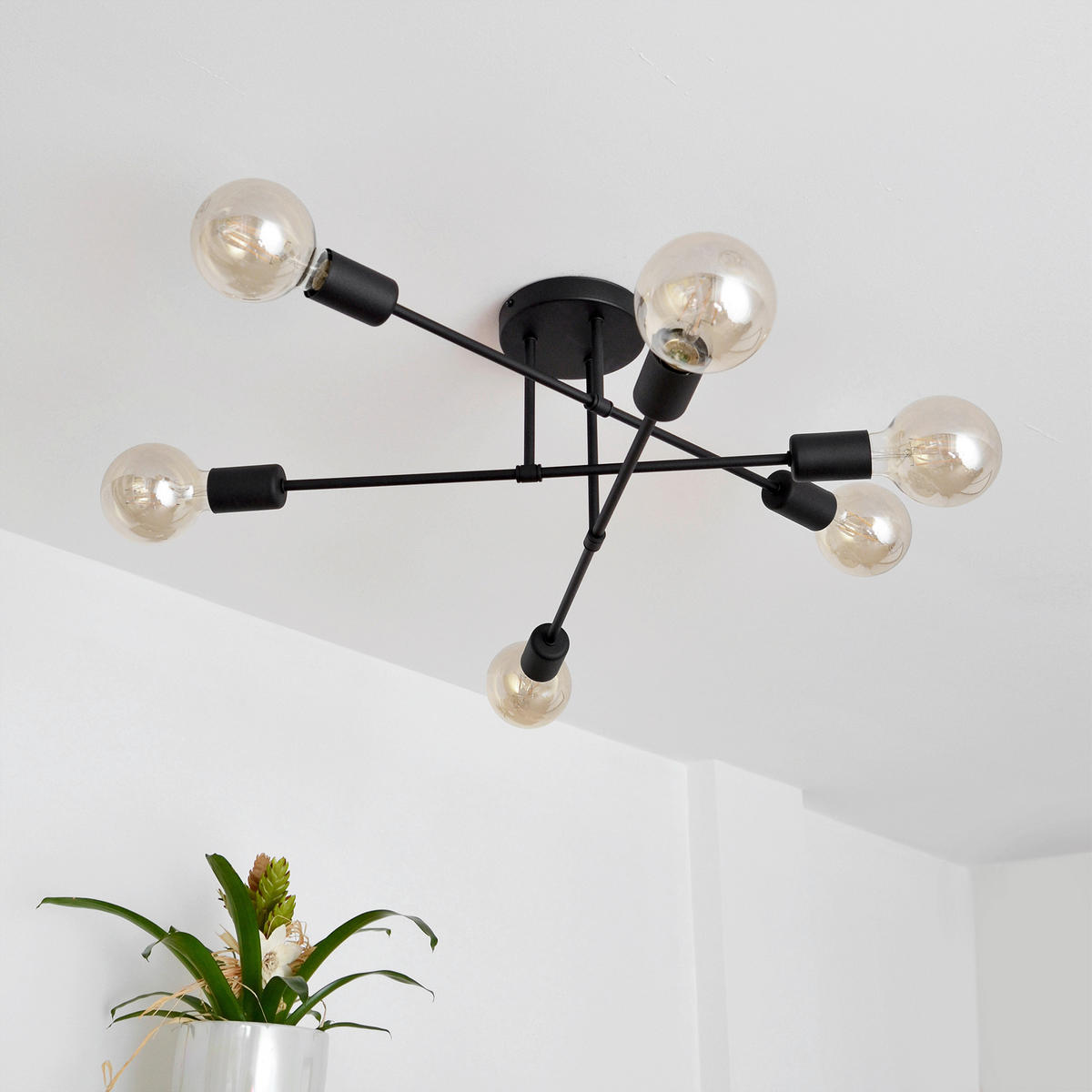 DECKENLEUCHTE    58/58/24 cm  - Schwarz, KONVENTIONELL, Metall (58/58/24cm)