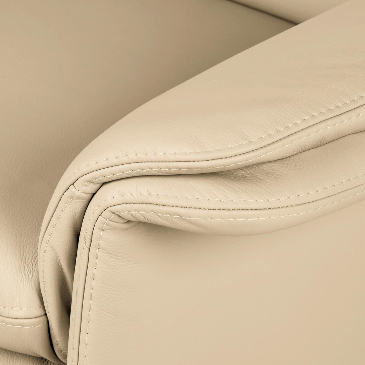 3-SITZER-SOFA Echtleder Beige  - Beige/Silberfarben, Design, Leder/Metall (214/90/88cm) - Livetastic