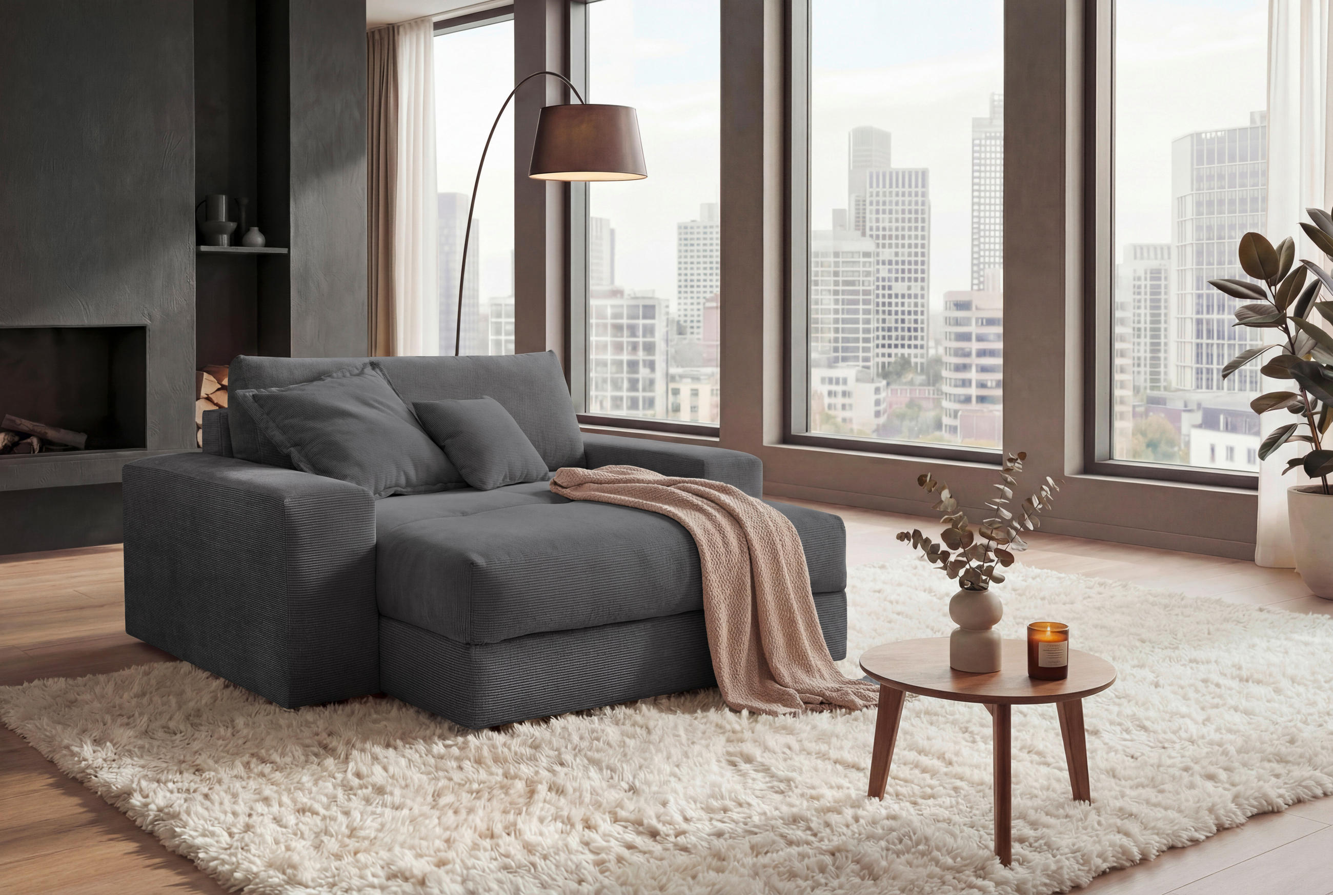 XXL-SESSEL - Anthrazit/Schwarz, MODERN, Textil (180/70/180cm) - Livetastic