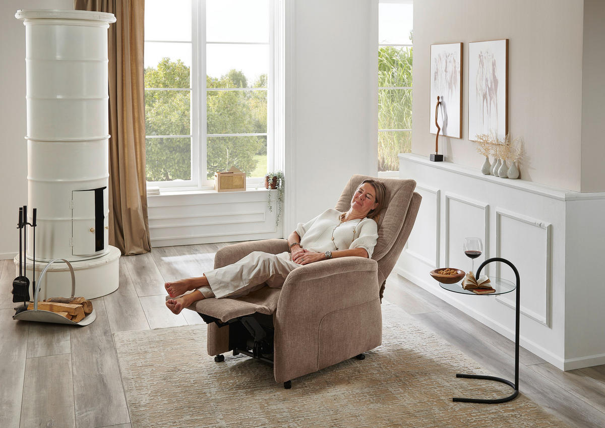 FERNSEHSESSEL in Chenille Beige  - Beige/Grau, Konventionell, Kunststoff/Textil (78/115/90cm) - Hukla