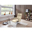 RELAXSESSEL in Leder Ecru  - Ecru/Edelstahlfarben, Design, Leder/Metall (70/124/85cm) - Cantus