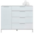 SIDEBOARD in 135/101/40,5 cm - Chromfarben/Weiß Hochglanz, Basics, Glas/Holzwerkstoff (135/101/40,5cm) - Voleo