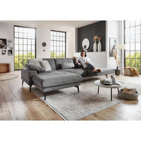 ECKSOFA in Flachgewebe Grau  - Schwarz/Grau, Design, Textil/Metall (309/190cm) - Beldomo Style