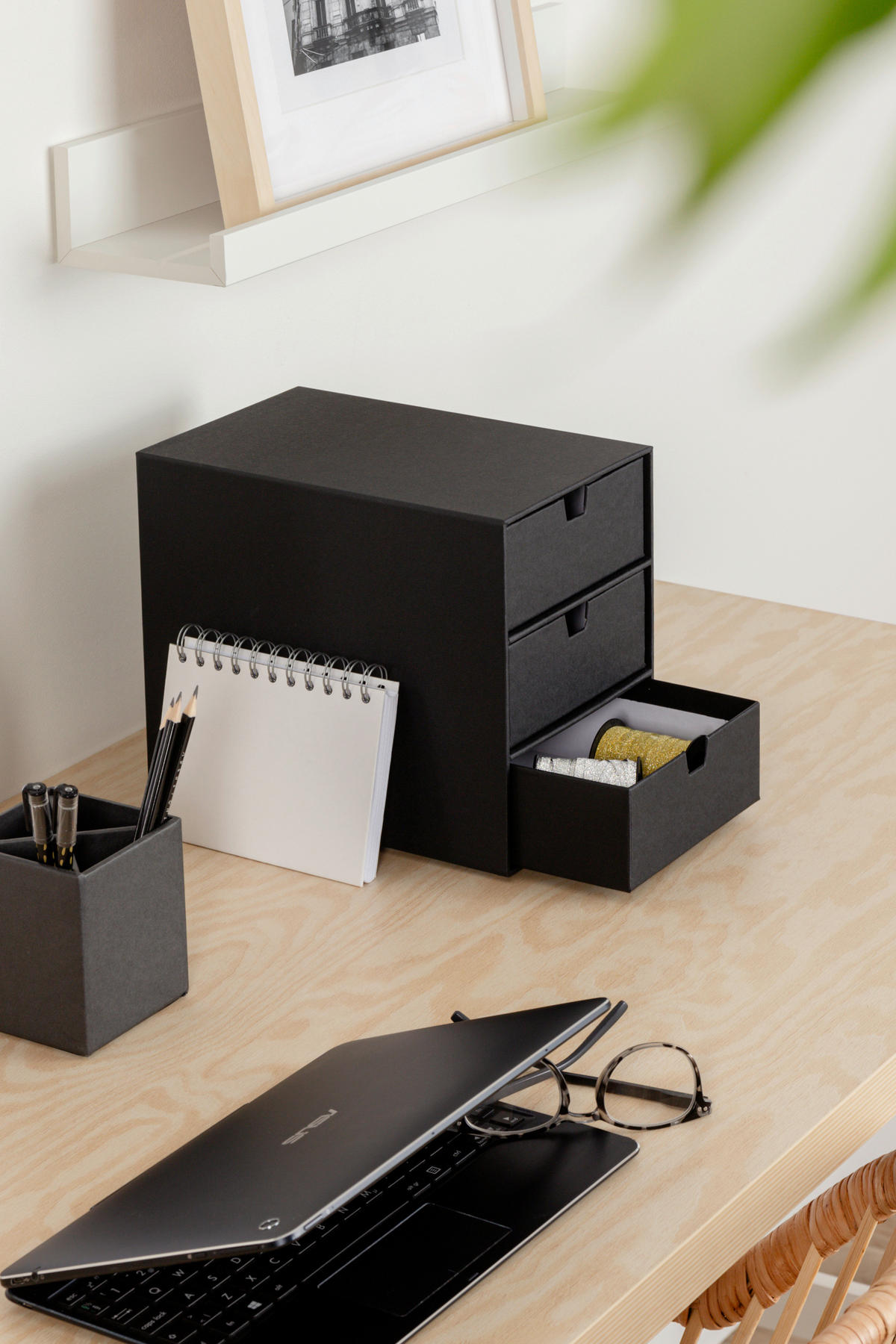 SCHUBLADENBOX    25/16/20.5 cm  - Schwarz, Basics, Karton/Papier (25/16/20.5cm)
