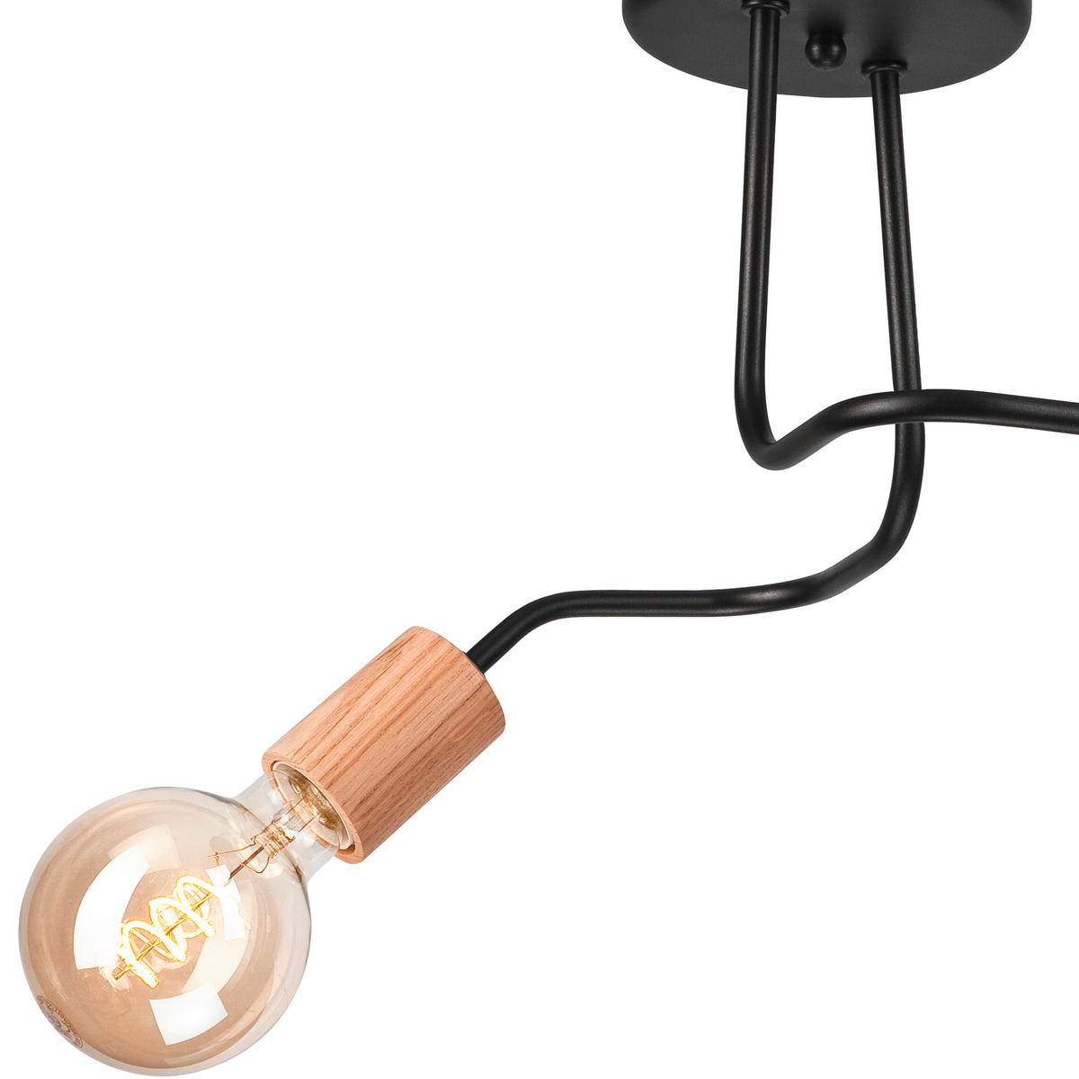 DECKENLEUCHTE     - Schwarz, Basics, Holz/Metall (26/45/45cm)