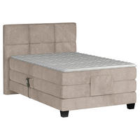 BOXSPRINGBETT 120/200 cm,  in Beige, Matratze, Topper, motorische Verstellbarkeit, Fernbedienung, H3 = fest  - Beige/Schwarz, KONVENTIONELL, Holz/Kunststoff (120/200cm) - Chameo