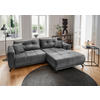 ECKSOFA in Velours Dunkelgrau  246/177 cm  - Dunkelgrau/Schwarz, MODERN, Textil/Metall (246/177cm) - MID.YOU