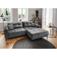 ECKSOFA in Velours Dunkelgrau  246/177 cm  - Dunkelgrau/Schwarz, MODERN, Textil/Metall (246/177cm) - MID.YOU