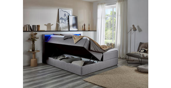BOXSPRINGBETT 180/200 cm in Hellgrau - Hellgrau/Schwarz, Design, Holz/Textil (180/200cm) - Xora