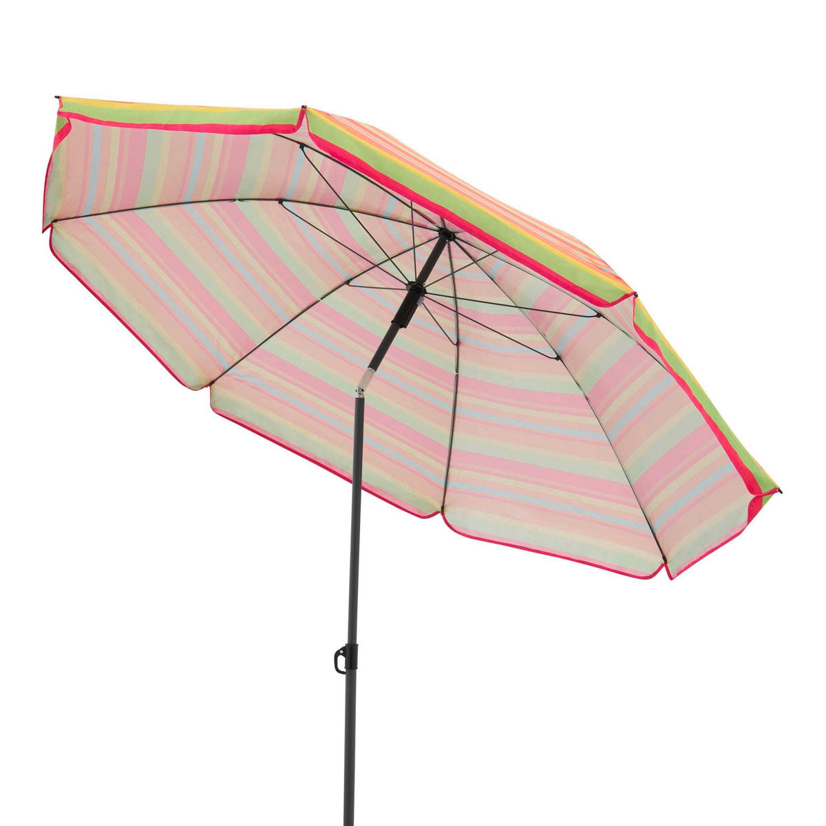 Sonnenschirm bunt gestreift 160 cm Blau, Grün, Multicolor, Orange, Pink  - Blau/Pink, Design, Textil/Metall (160/160cm) - Doppler