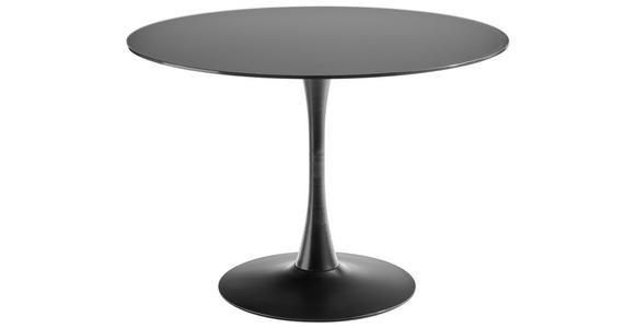 ESSTISCH in Metall, Glas 110/76/110 cm - Schwarz, Design, Glas/Metall (110/76/110cm) - Carryhome