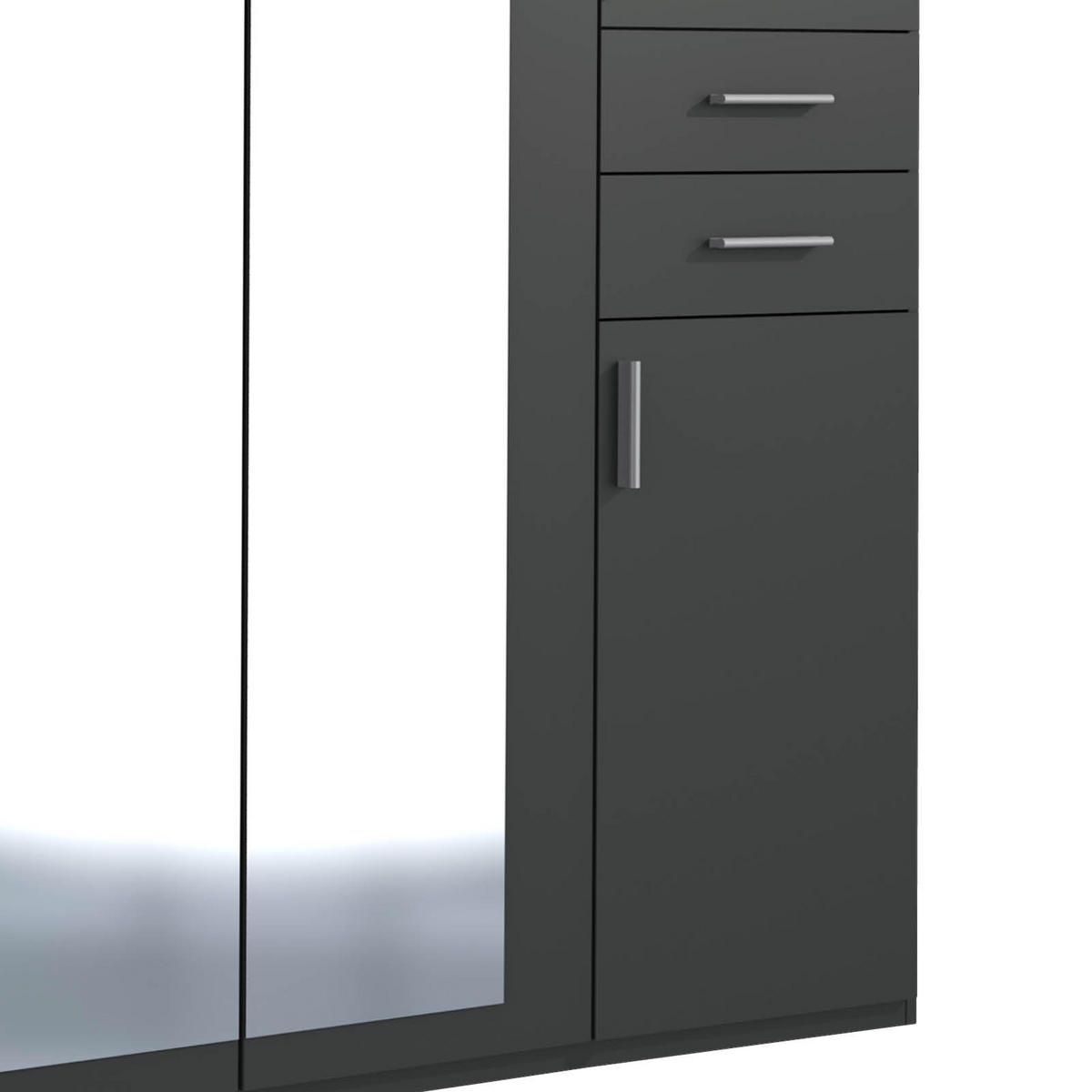 DREHTÜRENSCHRANK in Graphitfarben  - Silberfarben/Graphitfarben, Basics, Holzwerkstoff (180/208/58cm) - MID.YOU