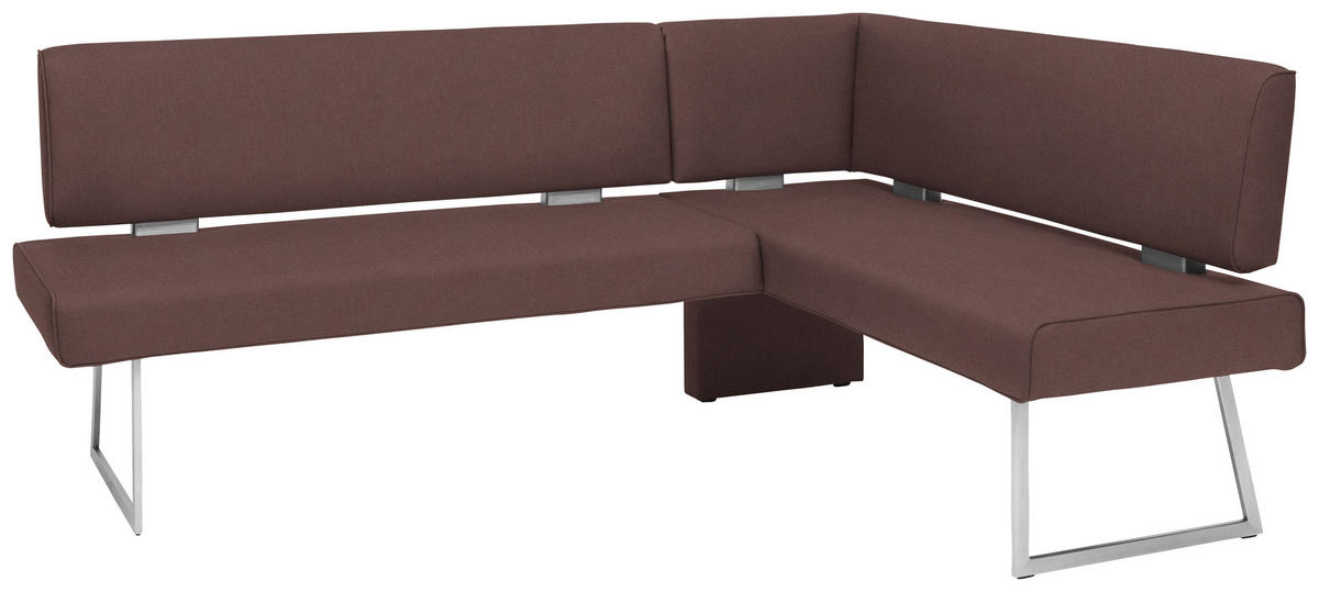 ECKBANK in Metall, Textil Edelstahlfarben, Dunkelbraun  - Edelstahlfarben/Dunkelbraun, Design, Textil/Metall (208/160cm) - Dieter Knoll