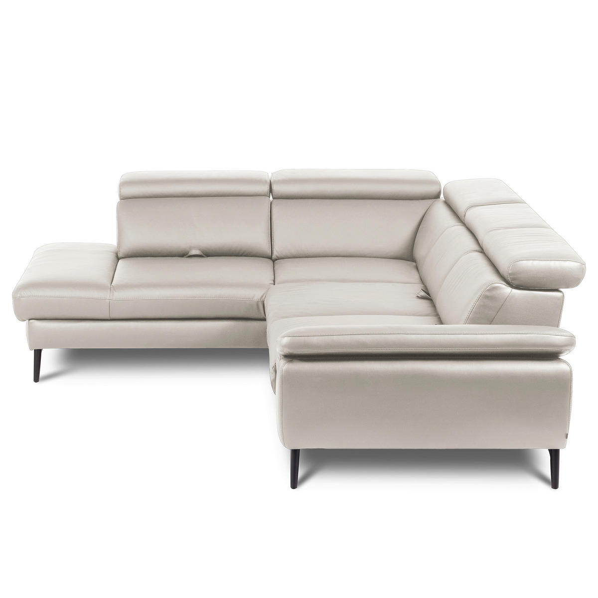 ECKSOFA  in Lederlook Echtleder Platinfarben  220/274 cm  - Platinfarben/Schwarz, Design, Leder/Textil (220/274cm) - Livetastic