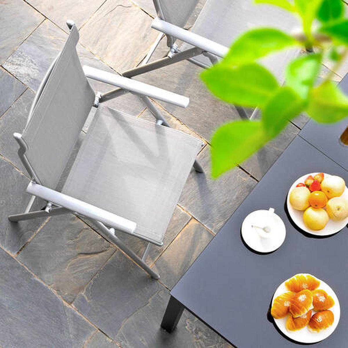 GARTENKLAPPSESSEL-SET Aluminium Grau  - Grau, Basics, Textil/Metall (70/106/56cm) - Modante