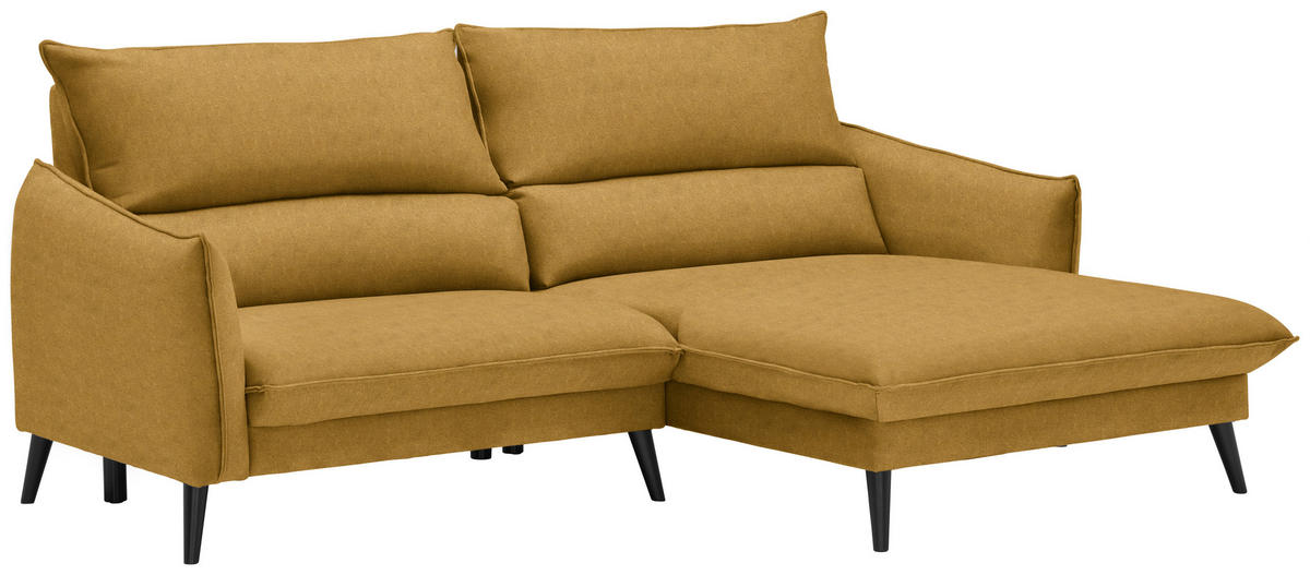ECKSOFA Gelb Velours  - Gelb/Schwarz, Design, Holz/Textil (238/170cm) - Carryhome
