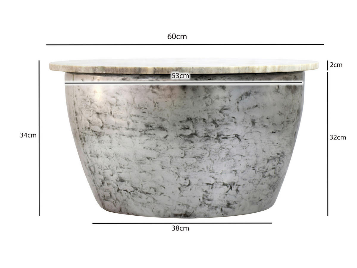 Măsuță De Cafea din metal, piatră, 60/60/34 cm   - argintiu, Design, metal/piatră (60/60/34cm) - Livetastic