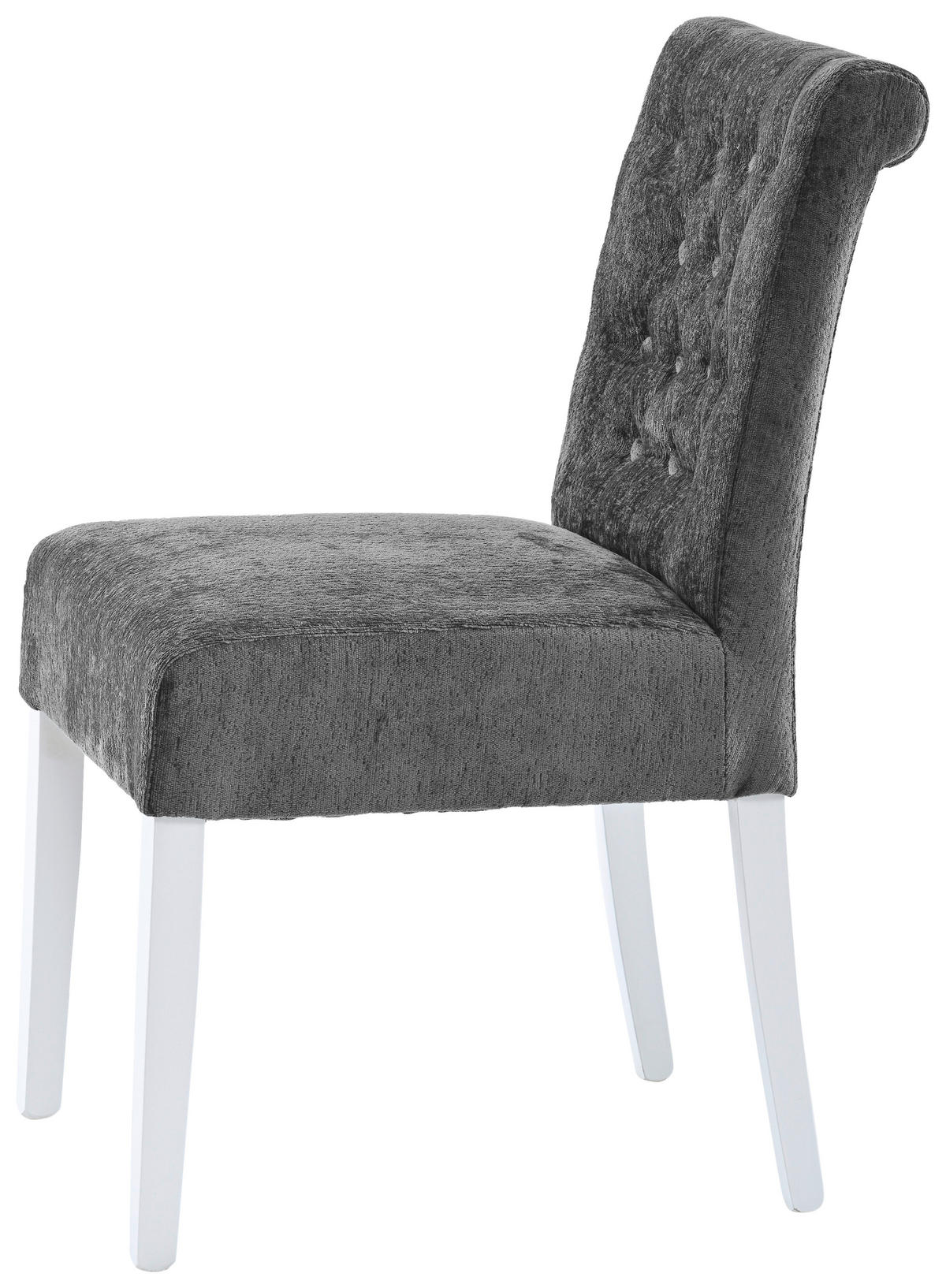 STUHL Chenille Grau Buche massiv  - Weiß/Grau, KONVENTIONELL, Holz/Textil (46,5/91/65cm) - Cantus