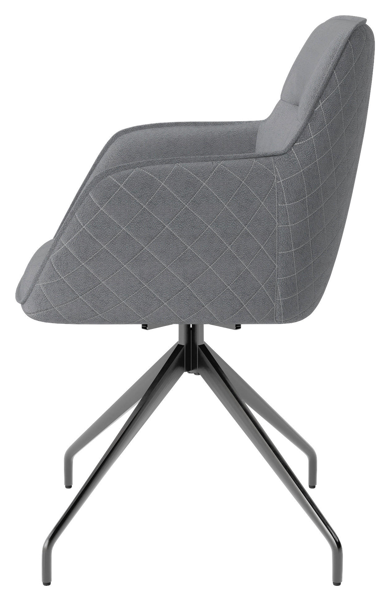 STUHL-SET 2 Stück  in Stahl Lederlook Metall, Textil  - Schwarz/Grau, MODERN, Textil/Metall (62/96/60cm) - MID.YOU