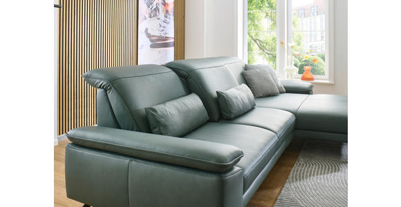 ECKSOFA in Echtleder Opal  - Opal/Schwarz, Design, Leder/Metall (193/332cm) - Dieter Knoll