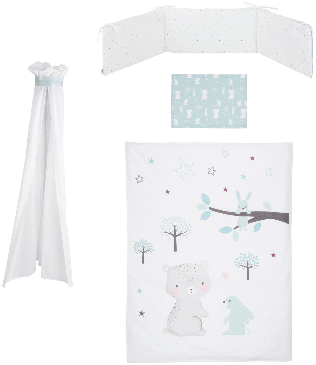 GITTERBETTSET - Weiss/Mintgrün, Basics, Textil - Zöllner