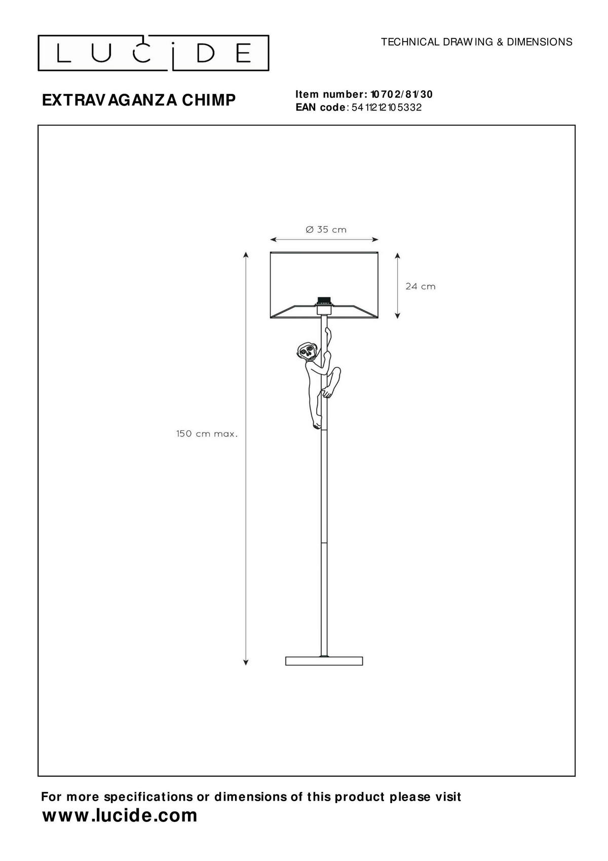 STOJEČA SVETILKA  EXTRAVAGANZA CHIMP  35/35 cm           - zlate barve/črna, Trend, kovina/umetna masa (35/35cm)